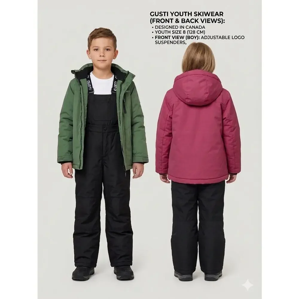 Gusti Youth Black Ski Pants & Bib, Size 8 (128 cm)